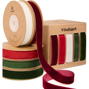 image:imageVitalizart Green Velvet Ribbon 58 x 25 Yd Christmas Set Plush TextureChristmas Ribbon