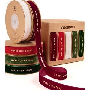 image:imageVitalizart Green Velvet Ribbon 58 x 25 Yd Christmas Set Plush TextureMerry Christmas Ribbon