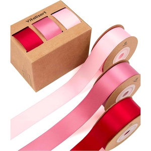 image:imageVitalizart Sage Green Satin Ribbon 1 x 30 Yds Double Face Gift WrappingRed  Pink
