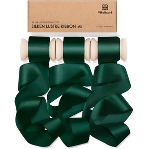 image:imageVitalizart Silky Luster Ribbon 1In x 15 Yds Dark Green 3 Rolls Clean EdgesDark Green