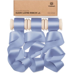 image:imageVitalizart Silky Luster Ribbon 1In x 15 Yds Dark Green 3 Rolls Clean EdgesDusty Blue