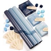 image:imageVitalizart Burgundy PearlyLustre Wrapping Paper 30 Organza Ribbon amp TagsNavy Dusty Baby Blue 3 Rolls