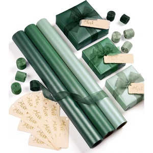 image:imageVitalizart Burgundy PearlyLustre Wrapping Paper 30 Organza Ribbon amp TagsDark Sage Green 3 Rolls