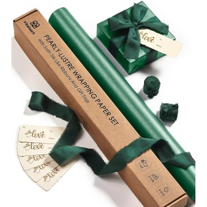 image:imageVitalizart Burgundy Wrapping Paper Set 17 PearlyLustre Ribbons Gift TagsGreen Paper  Green Ribbons