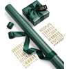 image:imageVitalizart Red PearlyLustre Wrapping Paper Set 30 Ribbons amp StickersGreen Paper  Green Ribbons