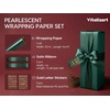 image:imageVitalizart Red PearlyLustre Wrapping Paper Set 30 Ribbons amp StickersGreen Paper  Green Ribbons