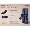 image:imageVitalizart Red PearlyLustre Wrapping Paper Set 30 Ribbons amp StickersNavy Paper  Blue Ribbons