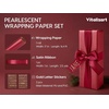 image:imageVitalizart Red PearlyLustre Wrapping Paper Set 30 Ribbons amp StickersRed Paper  Red Ribbons