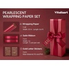 image:imageVitalizart Red PearlyLustre Wrapping Paper Set 30 Ribbons amp StickersRed Paper  Red Ribbons