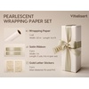 image:imageVitalizart Red PearlyLustre Wrapping Paper Set 30 Ribbons amp StickersWhite Paper  Sage Ribbons