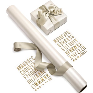 image:imageVitalizart Red PearlyLustre Wrapping Paper Set 30 Ribbons amp StickersWhite Paper  Sage Ribbons