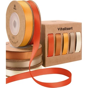image:imageVitalizart Terracotta Ribbons for Crafts 38 x 50Yds DoubleFaced SatinBurnt Orange  Terracotta