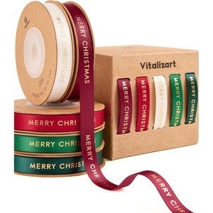 image:imageVitalizart Terracotta Ribbons for Crafts 38 x 50Yds DoubleFaced SatinMerry Christmas Ribbon