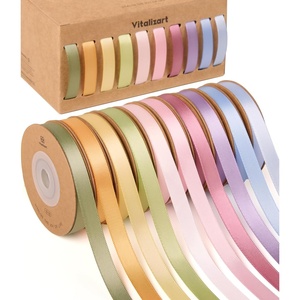 image:imageVitalizart Terracotta Ribbons for Crafts 38 x 50Yds DoubleFaced SatinPastel 10 colours