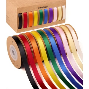 image:imageVitalizart Terracotta Ribbons for Crafts 38 x 50Yds DoubleFaced SatinRainbow 10 colours