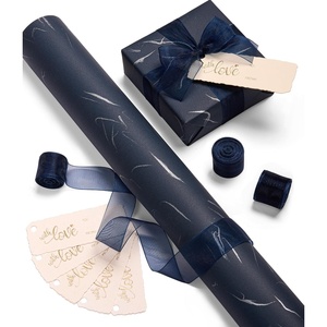 image:imageVitalizart Burgundy Wrapping Paper 17 Foil Print With Ribbons amp Gift TagsBlue Paper  Blue Ribbon