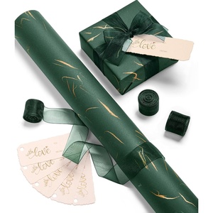 image:imageVitalizart Burgundy Wrapping Paper 17 Foil Print With Ribbons amp Gift TagsGreen