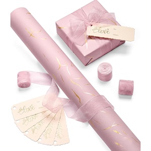 image:imageVitalizart Burgundy Wrapping Paper 17 Foil Print With Ribbons amp Gift TagsPink Paper  Pink Ribbon