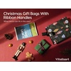 image:imageVitalizart Christmas Paper Gift Bags With Ribbon Handles Small Bulk PackGreen  Red 30pcs
