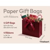 image:imageVitalizart Large Paper Gift Bags With Handles amp Ribbon Bows Thick TextureBurgundy Red