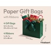 image:imageVitalizart Large Paper Gift Bags With Handles amp Ribbon Bows Thick TextureDark Green