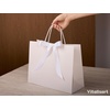image:imageVitalizart Large Paper Gift Bags With Handles amp Ribbon Bows Thick TextureWhite