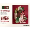 image:imageVitalizart Striped Paper Gift Bags With Ribbon Handles Small Bulk PackChristmas Bags