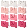 image:imageVitalizart Large Paper Gift Bags With Handles amp Ribbon Bows Thick TexturePink  Cream 12 Pcs