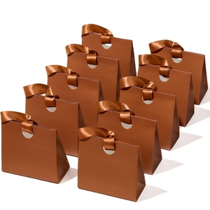 image:imageVitalizart Christmas Paper Gift Bags With Ribbon Handles Small Bulk PackBrown