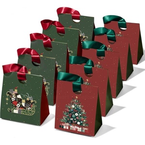 image:imageVitalizart Christmas Paper Gift Bags With Ribbon Handles Small Bulk PackChristmas Tree  Sleigh 10pcs