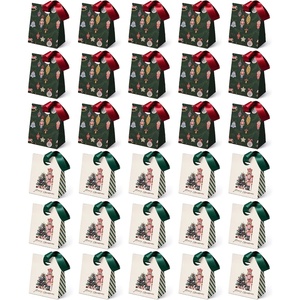image:imageVitalizart Christmas Paper Gift Bags With Ribbon Handles Small Bulk PackGreen  Red 30pcs