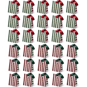 image:imageVitalizart Christmas Paper Gift Bags With Ribbon Handles Small Bulk PackMerry Christmas Striped 30pcs