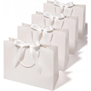 image:imageVitalizart Large Paper Gift Bags With Handles amp Ribbon Bows Thick TextureWhite